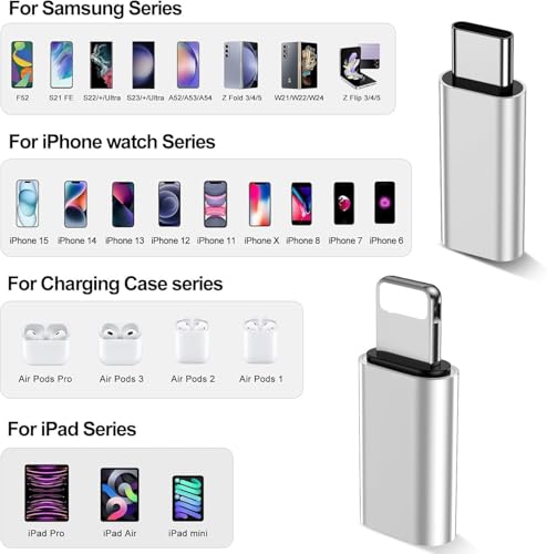 Image of (Apple MFi Certified) Lighting to USB C Adapter, Light ning Female to Type-C Male Connector for iPhone 17 16 15 Pro Pro Max Plus, iPad Pro Air Mini, Fast Charging Support