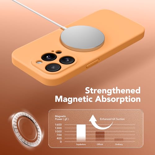 Image of Magnetic for iPhone 13 Pro Max Case, Compatible with MagSafe, [Full Camera Protection] [Screen Protector] Silicone Shockproof Protective Phone Case for iPhone 13 Pro Max 6.7 inch, Cantaloupe