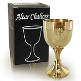 Tirmanaz 3 Inch Height Goblet, Small Gold Chalice, Life Tree Chalice Cup, Brass Holy Grail Cup, Witch Ceremonial Goblet for Altar Ritual, Divination Wiccan Magic Spiritual Tools