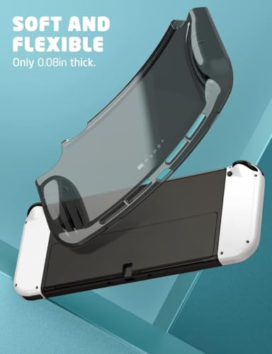 Image of mumba Case for Nintendo Switch OLED 2021, [Thunderbolt Series] Protective Clear Cover with TPU Grip Compatible with Nintendo New Switch OLED 7 Inch Console and Joy-Con Controller (FrostBlack)