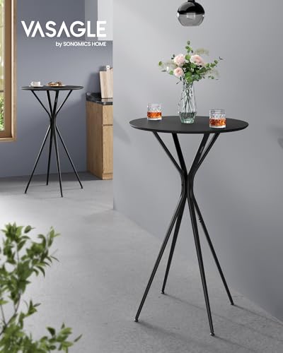 Image of VASAGLE Bar Tables Set of 2, Round Cocktail High Top Pub Bistro Table for Events Party, Kitchen Dining, Home Bar, 23.6 x 23.6 x 41.3 Inches, Sturdy Metal Frame, Modern Style, Easy to Assemble, Black