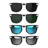 HiBloks 4Pcs Polarized Clip for Ray-Ban Meta Wayfarer & Gen 2 (RW4006/RW4012 Standard 50-22), Matte Black Frame Discoloration Clip-on Set for Rayban Meta Gen 2 Smart Glasses (Black+Green+Silver+Blue)