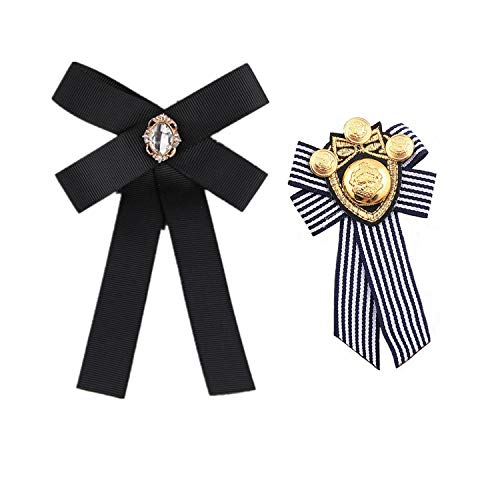 PPX Cravate Broche Bijoux Noeud Papillon pour Vêtements Manteau Veste Chapeau Femme Décoration Ornement Cadeau de Fête des Mères Anniversaire (Noir et rouge/2 pièces) Cover