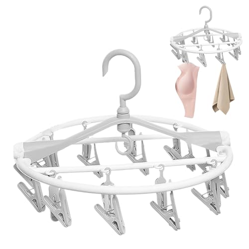 Estante de secado de calcetines, colgador de ropa interior para secar, colgador de clip plegable | Estante de clavijas de lavandería con 20 ganchos, ahorro de espacio compacto para camping