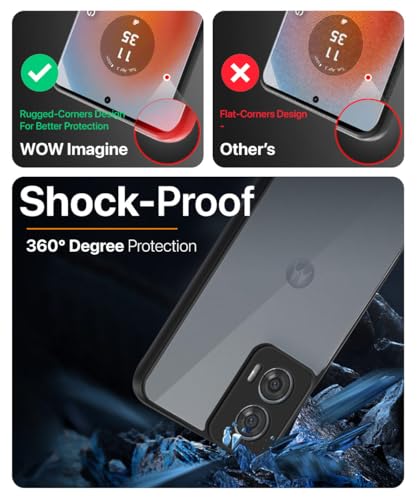 Image of WOW IMAGINE Translucent Hybrid Back Case Cover for Motorola Moto Edge 50 Fusion 5G | Moto Edge G96 Fusion 5G Smoked Matte Back | Shockproof 360 Degree Protection | Protective Hard Case - Matte Black