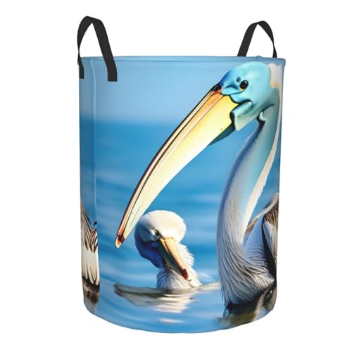 Panier à linge rond imperméable avec imprimé oiseaux pour rangement maison