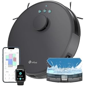 Lefant M1 Robot Aspirapolvere Lavapavimenti con Mappatura Laser dToF, Doppia Spazzola Laterale, 5500Pa, Batteria 4000mAh 200 Min, Controllo APP Alexa Google, Design Slim per Case Moderne, Gr