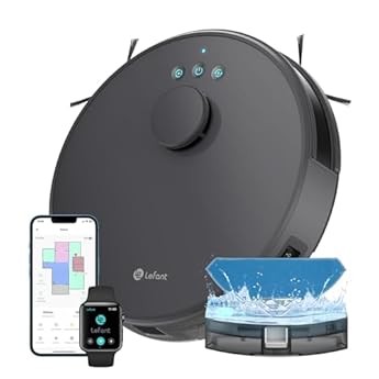 Foto di LEFANT Robot Aspirapolvere Lavapavimenti con Mappatura 5500pa,Navigazione LDS,Batteria da 4000mAh,Autonomia 150 min,Robot Aspirapolvere Lavapavimenti Slim per Pulizia Domestica/Peli Animali,grigio