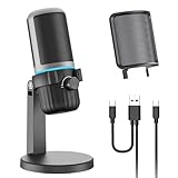 CMOCIIY USB Condenser Gaming Microphone, PC Microphone for Streaming, Podcasts, Recording, Desktop Computer Mic with Mute Button & LED Indicator, Volume Control, Headphone Jack