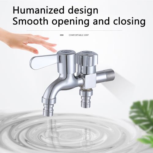 Wasserhahn, Legierung Doppel Wasserhahn, Wasserhahn der Waschmaschine, Doppel Wasserhahn Eckventil, Gewinde G1/2, für Garten, Haushalt und Industrie