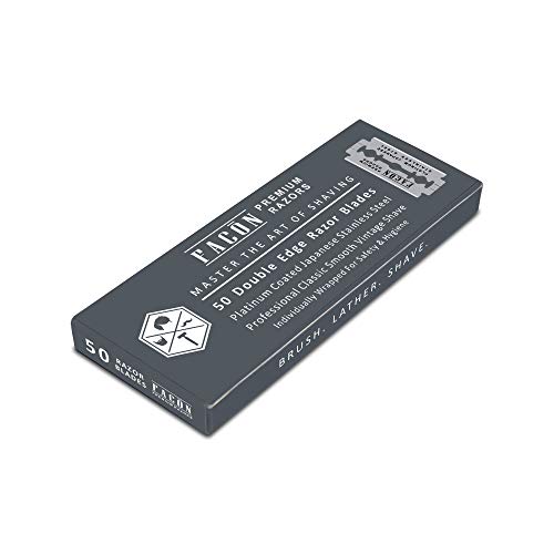 50 Facón Platinum Japanese Stainless Steel Double Edge Razor Blades for Safety Razor - Close Smooth Shaving Experience - 200+ Shaves - Thumbnail 7