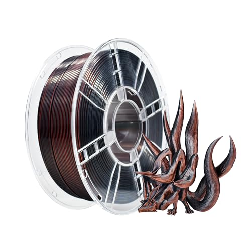 Image of iBOSS Silk Tri-Color PLA Plus 3D Printer Filament, 1.75mm 1 kg Spool, Shiny Silk PLA+ Filament Dimensional Accuracy + /- 0.02 mm, Fit Most FDM 3D Printers (Silk Black Red Copper)