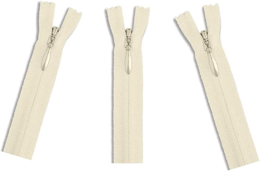 YKK #3 Invisible (Conceal) Zippers - Perfect for Clothes, Crafts, & Sewing Projects - Color: Natural #801 - Choose Your Length - Made in The United States (3 Zippers Per Pack) (Invisible - 36" Inches)