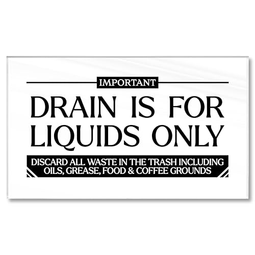 Acrylic Drain Liquids Only Sign, Kitchen Rules Sign for