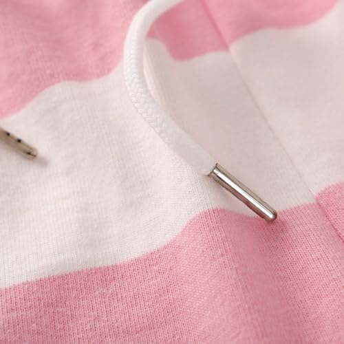 Men's Summer Cotton Pajamas Shorts Striped Pj Bottoms High Wiated Elastic Waist Soft Drawstring Lounge3