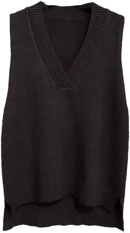 Women's Sweater Vest Sleeveless V Neck Vest Loose Knitted Sweater Vest Women's Jumper Knit Sweaters Tops