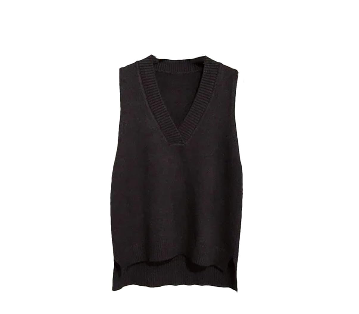 Chaleco sin mangas con cuello en V para mujer, suéter de punto suelto para mujer