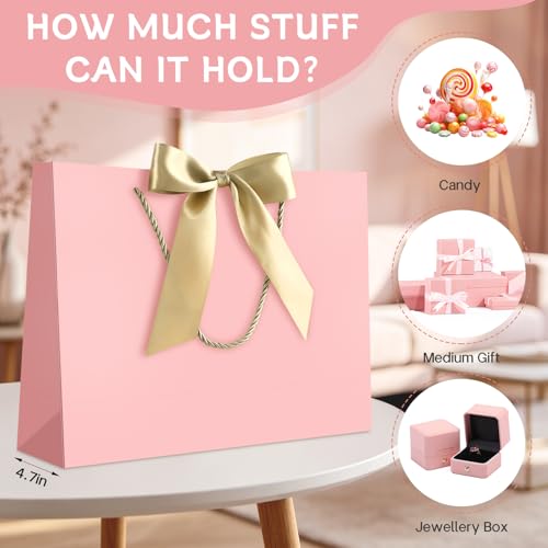 Image of JMANNI Pink Gift Bags with Handles, 14.6 inch Large Gift Bags with Tissue Paper | 1 Pcs Pink Bag, 2 Tissue Paper and 1 Cards, for Baby Shower, Wedding Bridal Shower, Birthday Party