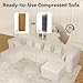 MONVANE Modular Sectional Cloud Couch for Living Room - 130'' 6 Seater Convertible Chenille Couches Set with Ottoman, No Assembly Compression Sofas, Comfy Floor Sofa with Memory Foam, Beige