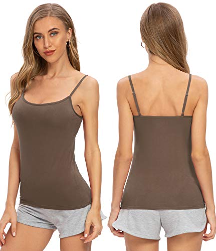 Image of Air Curvey 4 Pack Camisole Tops for Women Basic Undershirt Tanks Adjustable Spaghetti Straps Camis Seamless Soft Layering Top