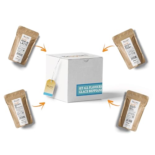 Préparé pour crème glacée professionnelle Beppiani base crème glacée, avec ou sans sorbetière ️Facile à préparer, résultat de crème glacée, recette simple✅ (TOUS LES GOÛTS – MAXI SET)