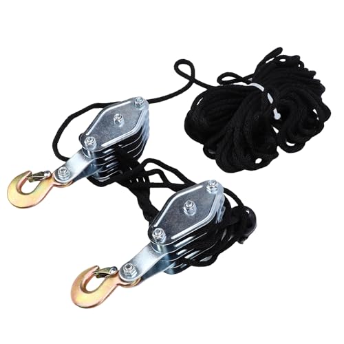 Heavy Du Rope - Sistema di sollevamento con 4 ruote, capacità di carico 8:1, rapporto di sollevamento 19,8 m, 4 ruote e attrezzatura per sollevamento e trazione efficienti