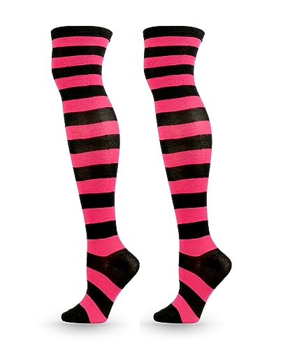 Image of ATHX Women's Knee High Socks Thigh High Socks Triple Stripe over the Knee Socks Long Opaque Thigh High Stockings