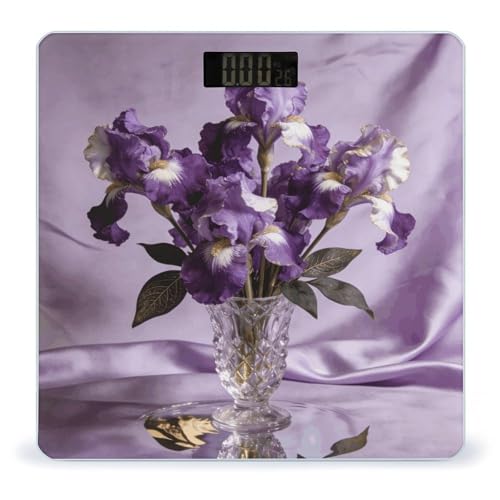 Báscula digital elegante violeta con pantalla LCD grande miniatura 1