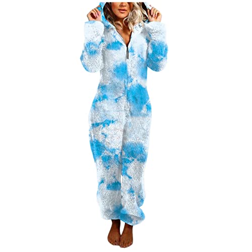 Combinaison pyjama à capuche femme vêtement de nuit chaud hiver à fermeture éclair