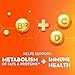 Metamucil Fizzy Fiber Supplement + Metabolism, Plant Based Psyllium Fiber Powder with B12 for Metabolism of Fats and Proteins, Daily Supplement for Regularity, Citrus Flavored Sugar-Free, 130 Serving