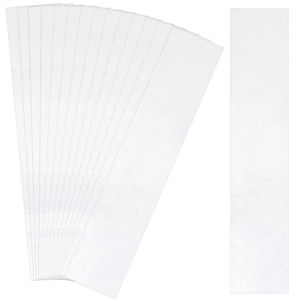 PH PandaHall 60 bolsas de plástico de polietileno transparente 2 mm 7.8 x 40 pulgadas tubo tubular manga larga plana abierta para pelucas carteles palomitas
