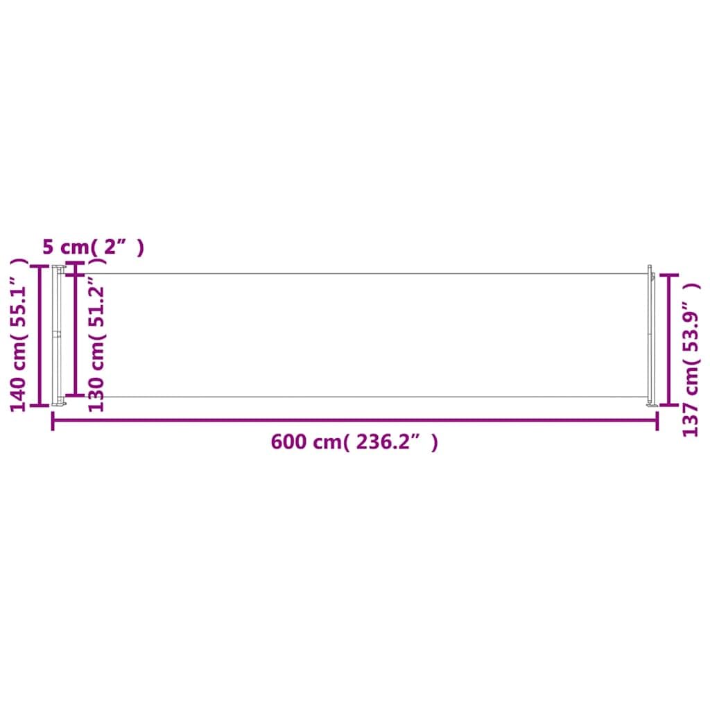 vidaXL Tenda Laterale Retrattile per Patio 140x600 cm Crema