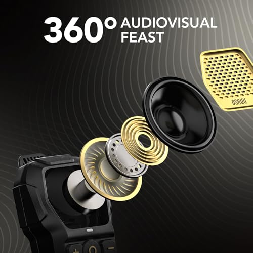 Image of MFish Wearable Bluetooth Speaker, Clip-On Mini Portable Speaker with Built-in Mic for Hands-Free Calls, IPX67 Water /Dust Resistant, Ultra-Lightweight, Playtime, 4X Strong Clip Gold