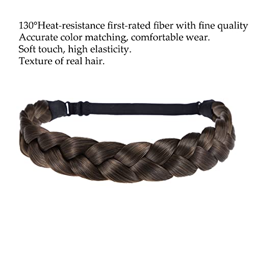 Toecwegr Braid Headband 3 Strands Synthetic Hair Braided Headband Classi Wig Hair Hoop Chunky Elastic Hairpiece Ladies Beauty Headwear(15H12) #TOP2