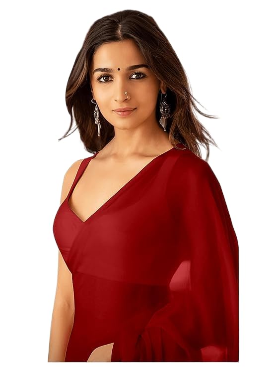 Womens Stylish Plain Georegette Saree for Traditional-picture-29