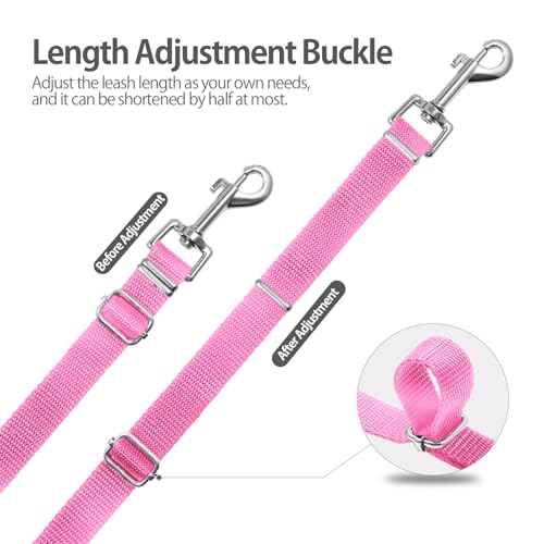 Schleppleine für Hunde, Laufleine für Hunde – Verstellbare Hundeleine mit Gepolstertem Griff inkl. Aufbewahrungstasche, Ideal für Training, Spaziergänge und Outdoor (Rosa, 20m/64ft)