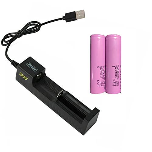 1-Bay USB 18650 Battery Charger for Flat Top Rechargeable Battery Real...