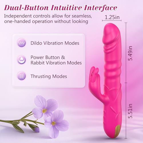 Image of Bkevsd Dildo Rabbit Vibrator for Women, Thrusting Clitoral Stimulator | 3 Thrusting & 10 Vibration Modes, Waterproof & USB Rechargeable, G-Spot Quiet Dual Motors