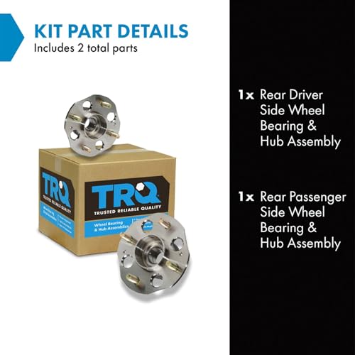 Image of TRQ Rear Left and Right Wheel Bearing and Hub Assembly Set 2 Piece Compatible with 95-97 Honda Accord Sedan Coupe L4 2.2L with Rear Disc Brakes 1994 Accord Sedan Disc Brakes