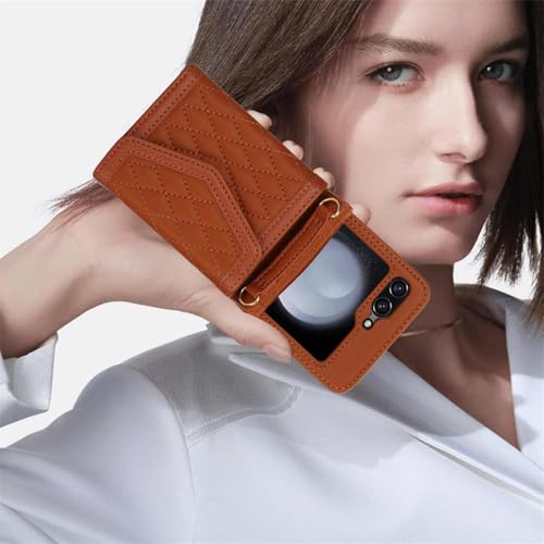 Étui portefeuille en cuir Samsung Z Flip6 marron chic et durable - 7