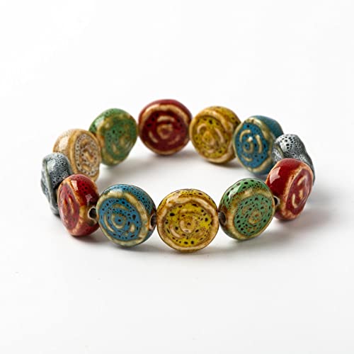 Bracelet filles en perles de céramique rose doux pour la peau