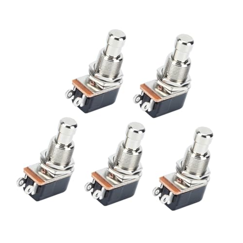 BESTonZON Metal Guitar Effects Pedal Buttons 5-pack Footswitch 2 Pin Foot Button for Guitar Box