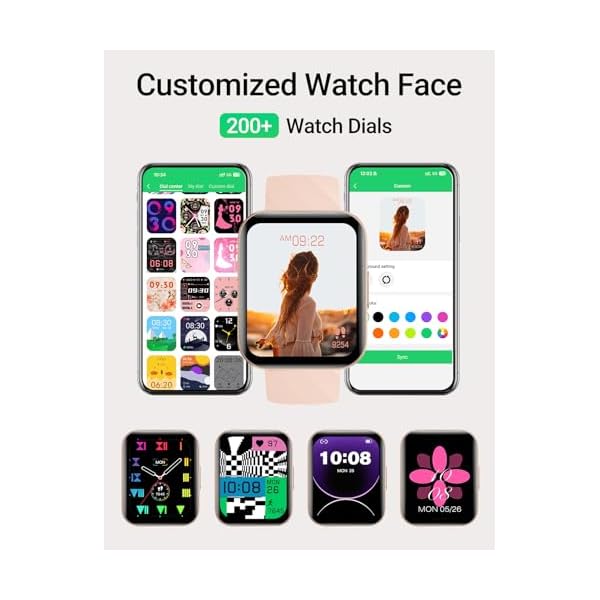 Smart Watch for Women, Answer/Make Calls, for iPhone/Android Phone Pink - Image 2