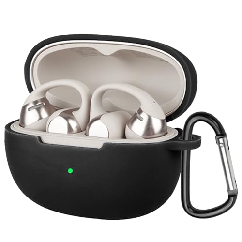 BUITFOU Shokz OpenDots ONE ケース Shokz OpenDots ONE 保護ケース 柔らかい シリコン製 落下防止 キズ防止 耐衝撃 防塵 軽量 装着充電可能 カラビナ付き 紛失防止(ブラック)