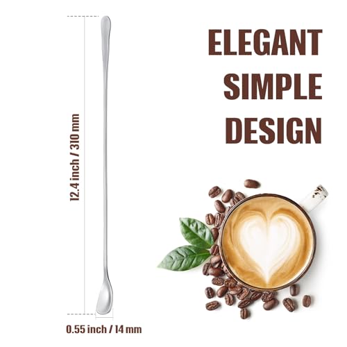 Patelai 8 Pieces Stainless Steel Coffee Stirring Spoons 12.4 Inch Long Handle Iced Tea Spoons Coffee Stirrers Cocktail Mixing Stirrers for Iced Tea Salt Sugar by Patelai - Image 2