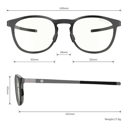 Image of ANYLUV Blue Light Glasses Men, Vintage Round Carbon Fiber Eyewear, Lightweight Mens Computer Gaming Glasses, Anti Eyestrain