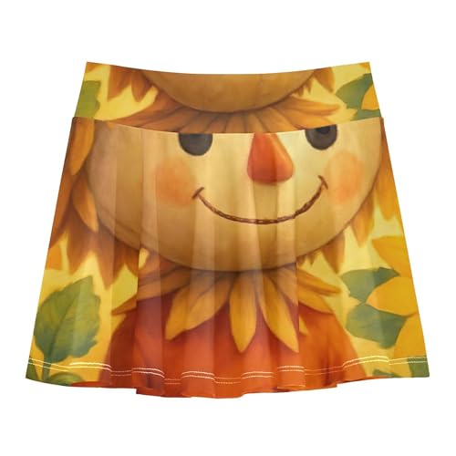 Athletic Shorts for Girls Skorts Cute Scarecrow Sunflowers Fall Toddlers Tennis Skirts Flowy Girl Skort 3t