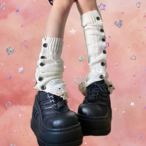 Lebaley Women Japanese Style Kawaii Leg Warmers Wool Ball Knit Long Leg Warmers Loose High Socks #TOP3
