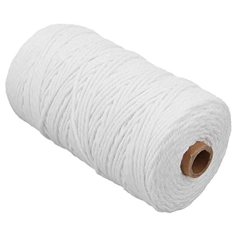 Macrame Cord, 3mm x 200m Natural Cotton Yarn Macrame Rope Twisted Cotton Cord for Plant Hanger Wall Hanging Craft Making Dream Catchers Macrame Supplies (1x400M,White) Cover