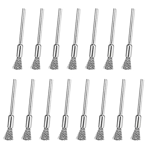 15Pcs Drahtbürste Bohrmaschine Metallbürste Set Messingbürsten 3mm Poliere Reinigung Drehwerkzeug Stahldraht Pinsel Rotationswerkzeuge für Polieren und Reinigung